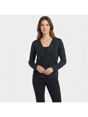 LIZ CLAIBORNE Emma James Beaded Cardi Medium